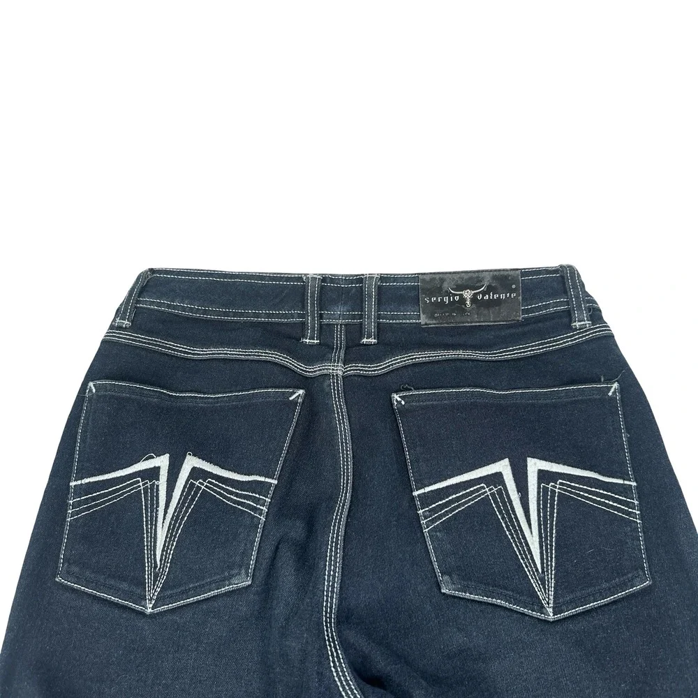 Vintage Y2K Sergio Valente Mens Dark Wash Contrast Stitch Jeans Blue 31 Western - Picture 4 of 13